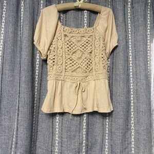 Maurices Beige Crochet Top